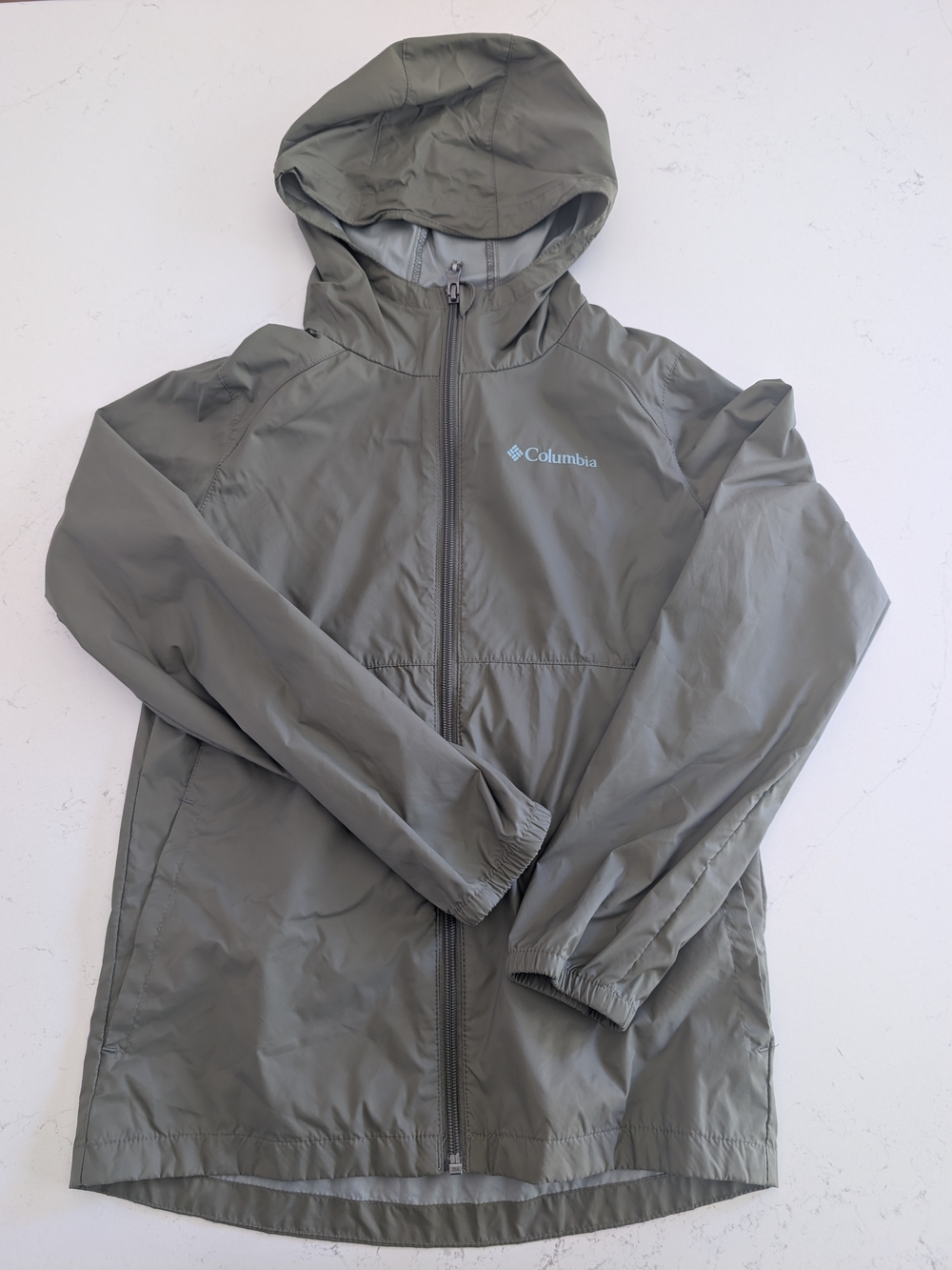 Columbia Hooded Rain Jacket in Olive Green